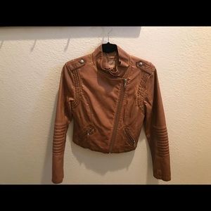 Faux leather jacket.